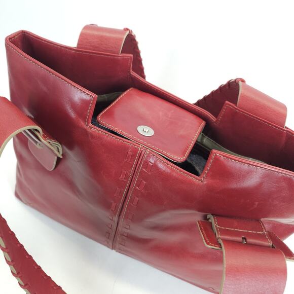 Vtg Franklin Covey Red Leather Tote Bag Planner Wristlet Work Travel Organizer - Picture 5 of 15